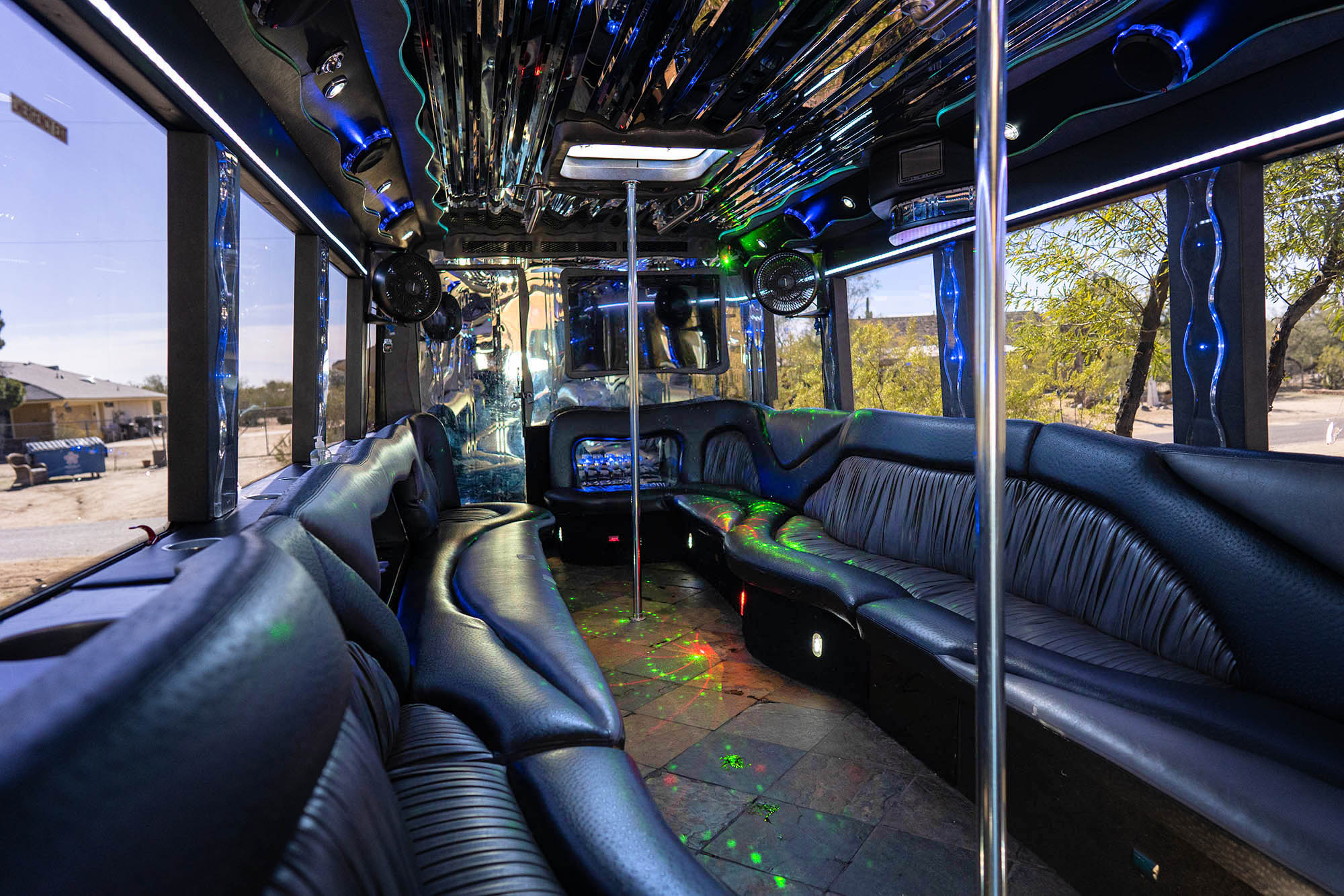 Party Bus Rental Interior 5 Party Bus Rental with Stripper poles